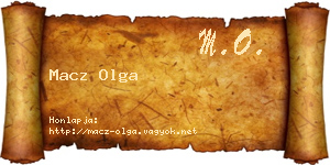 Macz Olga névjegykártya